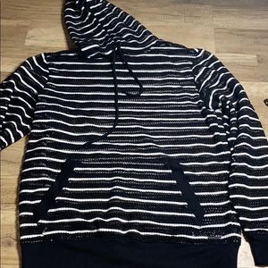 Guess- Mesh b/w Striped hoodie